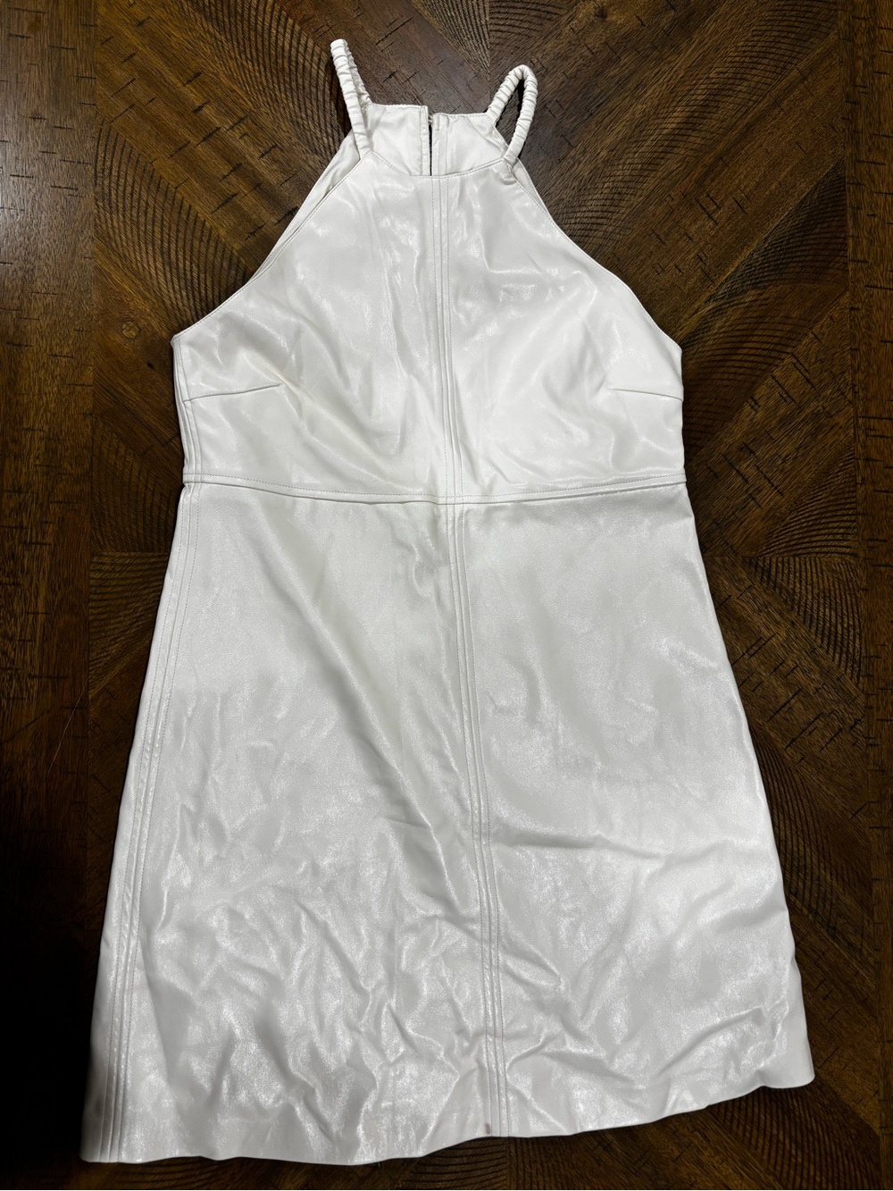 Steve Madden White Faux-Leather Halter Mini Dress
